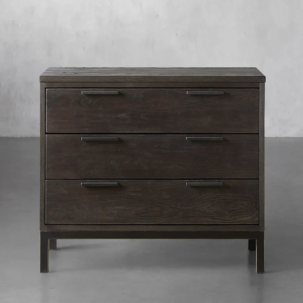 Palmer Large Nightstand Wood Nightside Table Bedroom 3 Drawer Cabinet