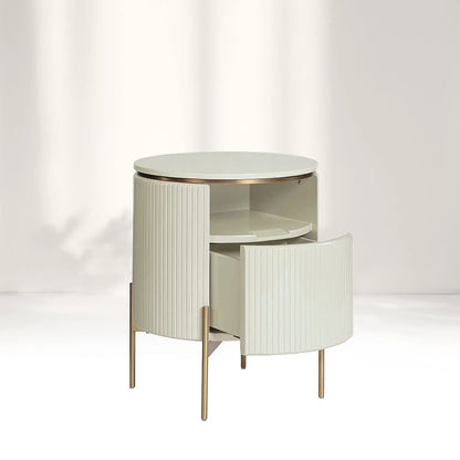 Panoso Wood Nightstand Luxurious Side Table with Gold Base