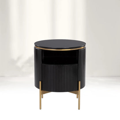 Panoso Wood Nightstand Luxurious Side Table with Gold Base