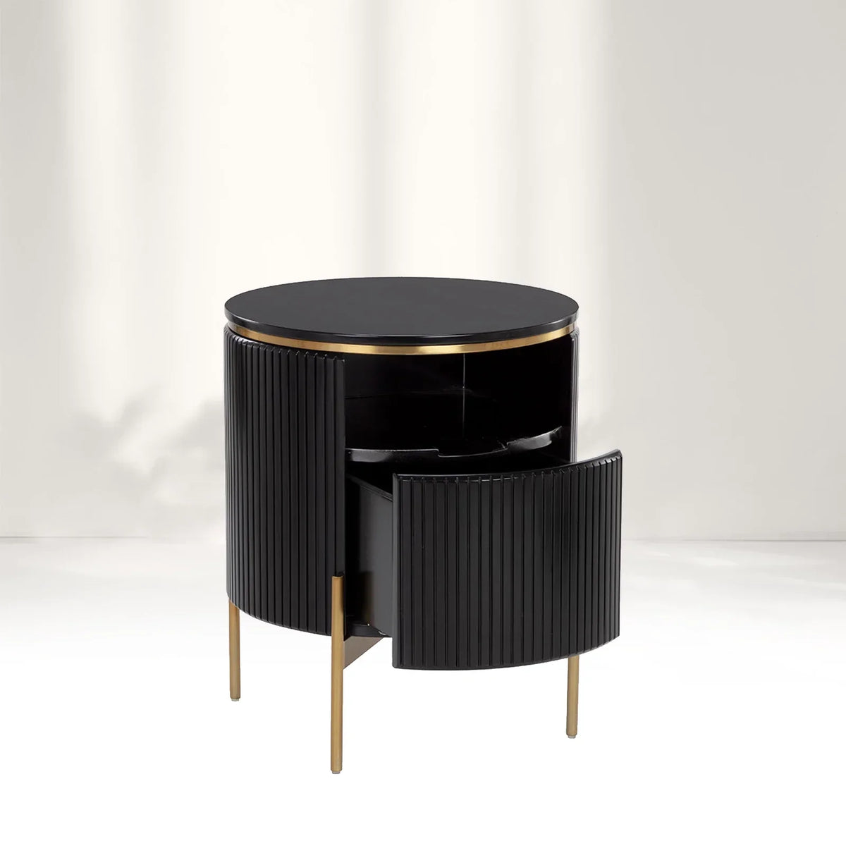 Panoso Wood Nightstand Luxurious Side Table with Gold Base