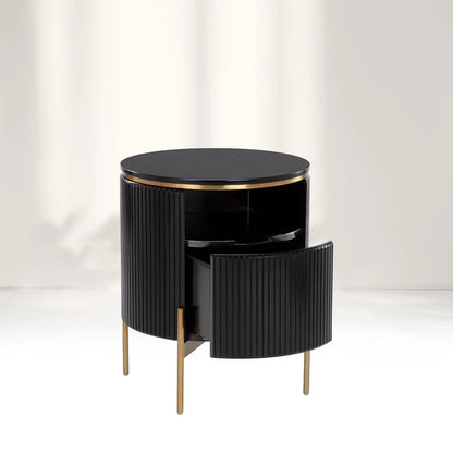 Panoso Wood Nightstand Luxurious Side Table with Gold Base