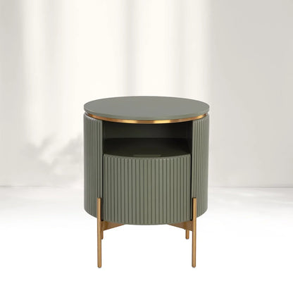 Panoso Wood Nightstand Luxurious Side Table with Gold Base