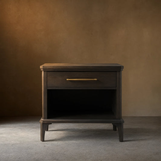 St. Martin Open Oak Nightstand Traditional Bedside table with Soft-Close Drawer