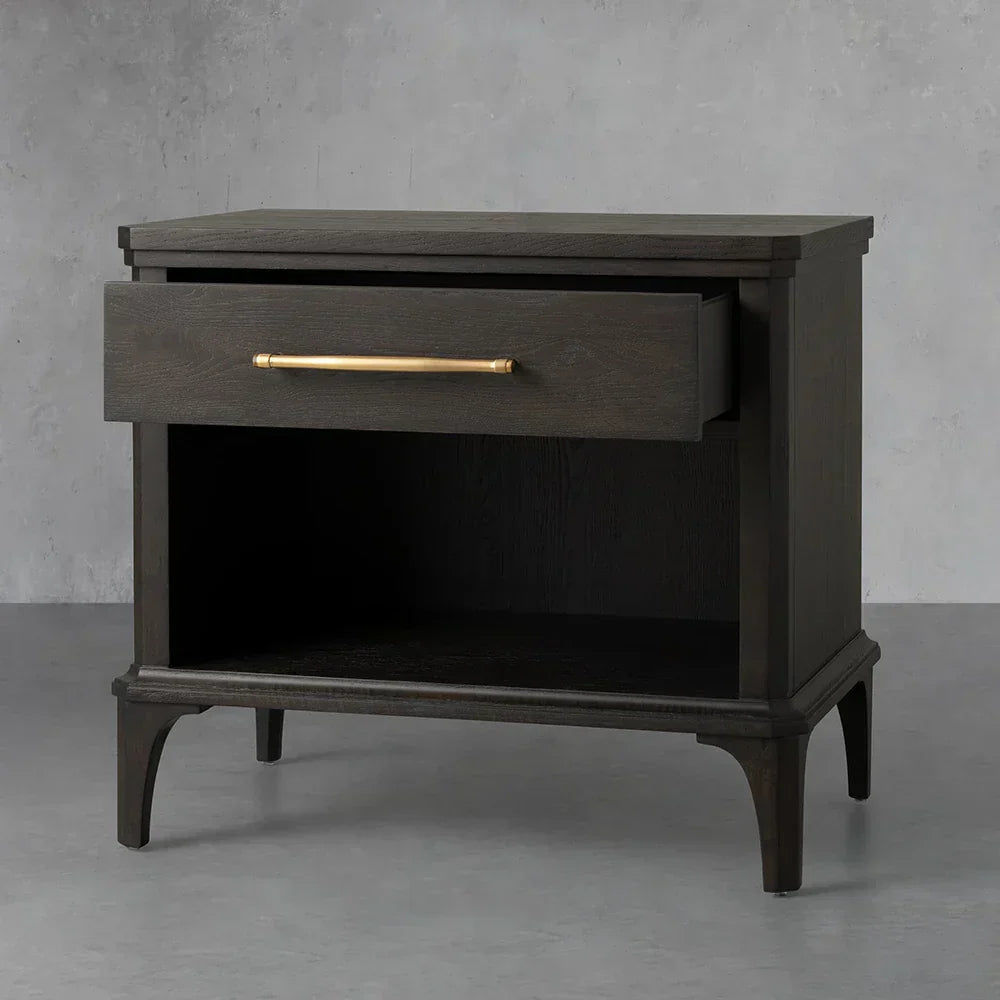St. Martin Open Oak Nightstand Traditional Bedside table with Soft-Close Drawer