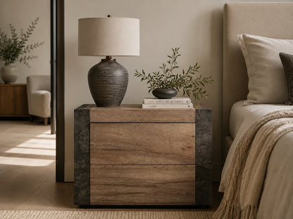 Telluride Closed Mexican Oak Nightstand Wood Night Side Table With Two Drawers