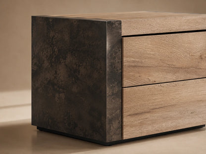 Telluride Closed Mexican Oak Nightstand Wood Night Side Table With Two Drawers