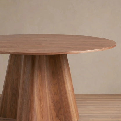 Caden Black Marquina Stone Top Dining Table American Walnut Wood Base
