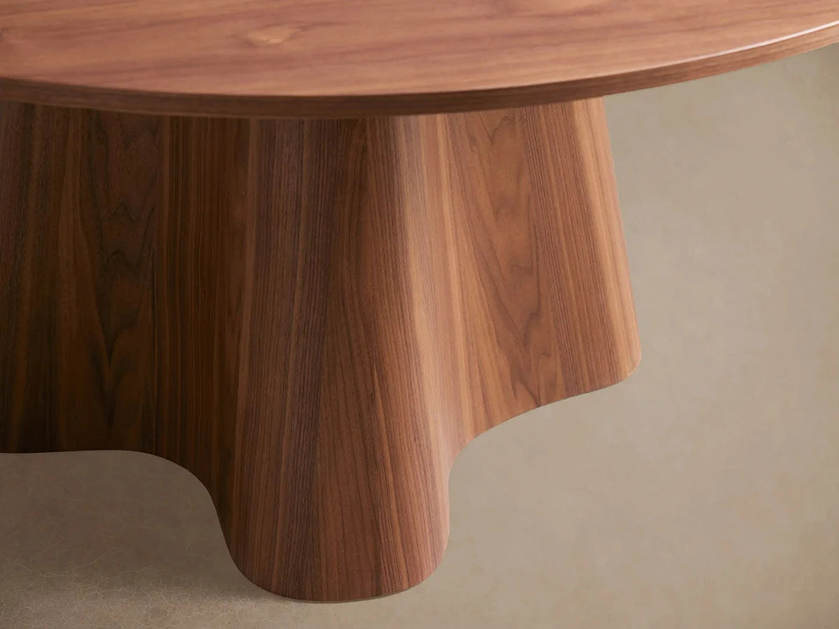 Caden Black Marquina Stone Top Dining Table American Walnut Wood Base