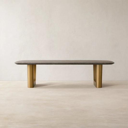 San Germani 72" Carrara marble Top Coffee Table with Rennes Metal Base