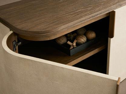 Harrow Media Console Wood Entertainment Centers &TV Stands Faux Shagreen Finish