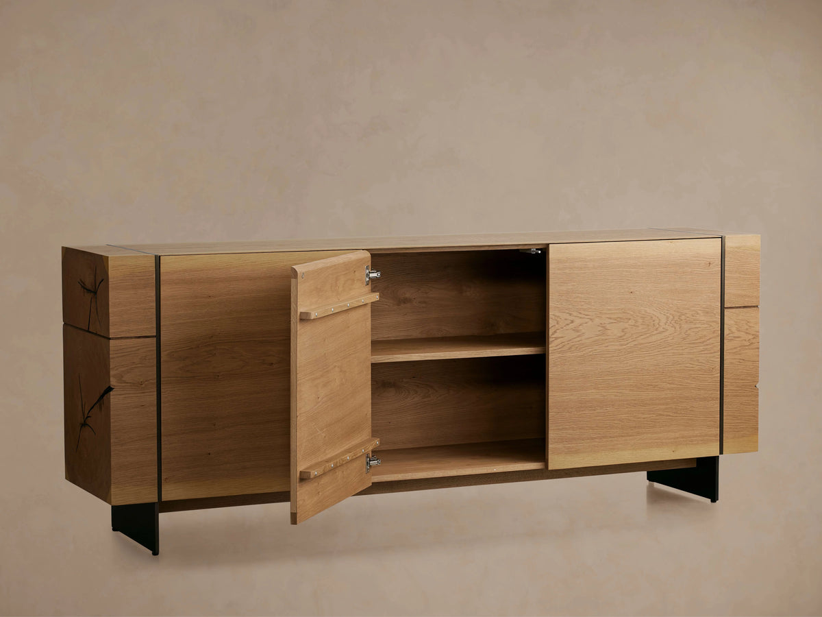 Mihaela Wood water-based process Sideboard Oak Buffet Storage Cabinet