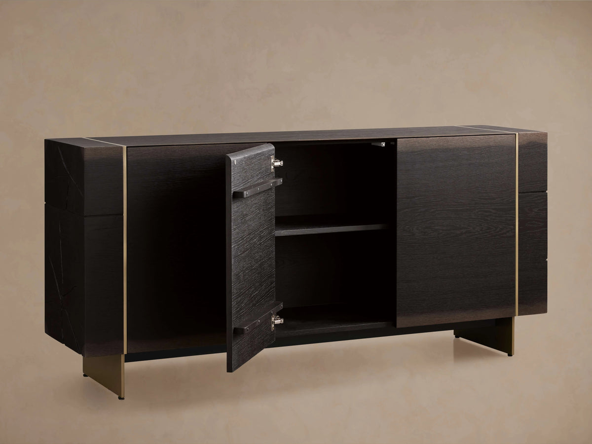 Mihaela Wood water-based process Sideboard Oak Buffet Storage Cabinet