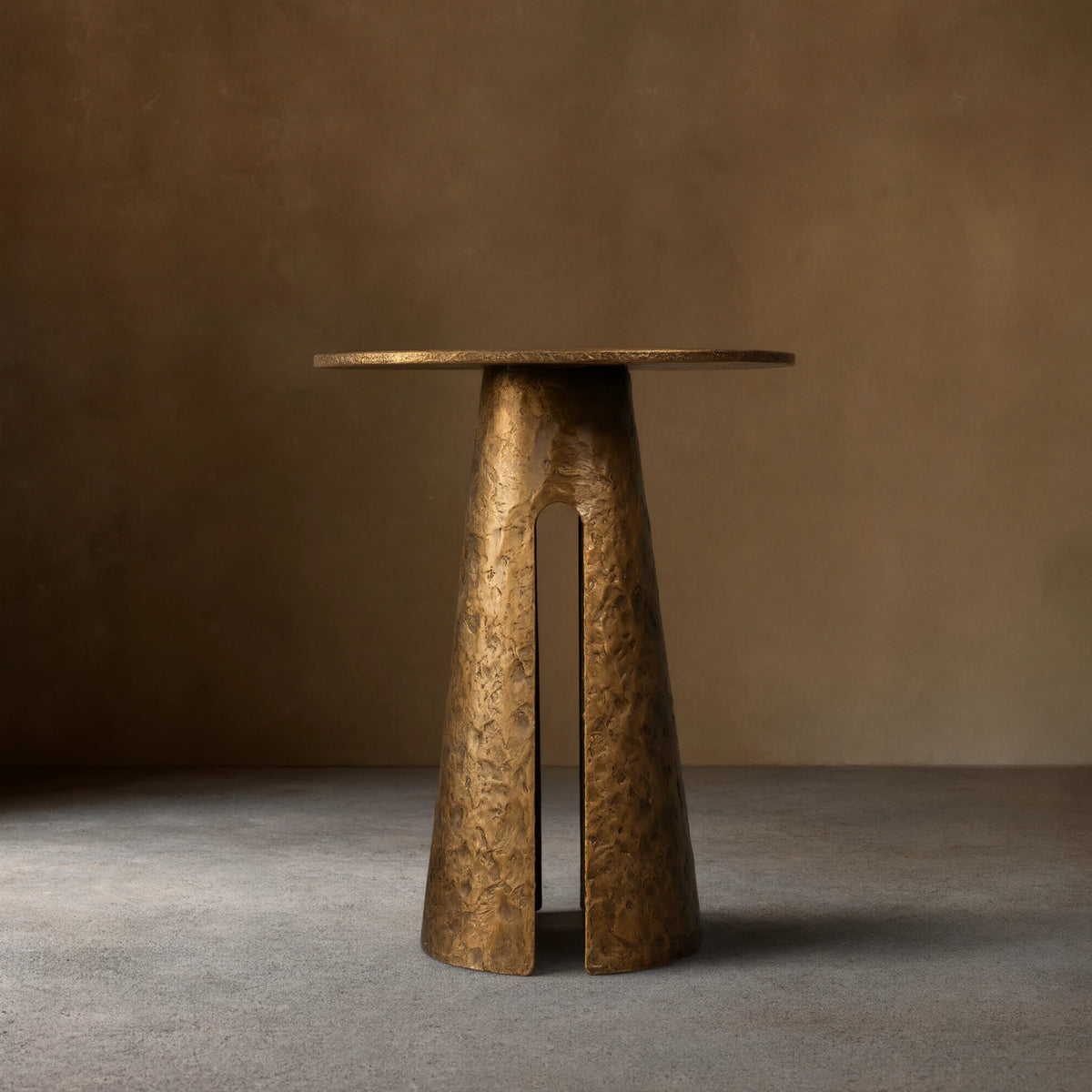 Sculptural Antique Brass Side Table