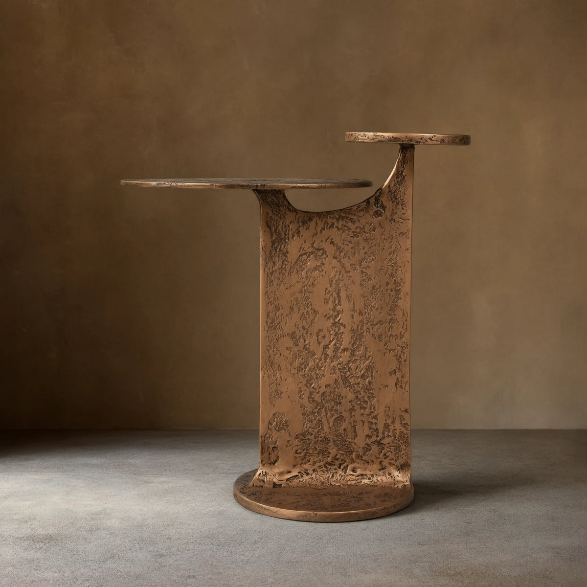 Sculptural Antique Brass Side Table