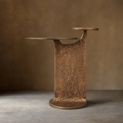 Sculptural Antique Brass Side Table