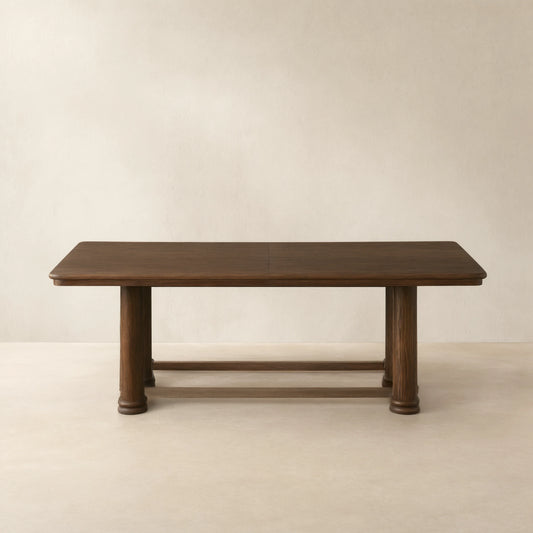 Warby Wood Extension Dining Table with Two 18" Leaves Mocha Finish