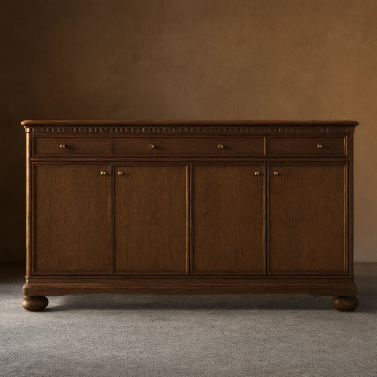 Warby Solid Oak Sideboard Wood buffet Storage Cabinet with Four Doors