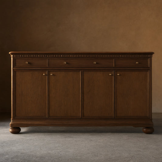 Warby Solid Oak Sideboard Wood buffet Storage Cabinet with Four Doors