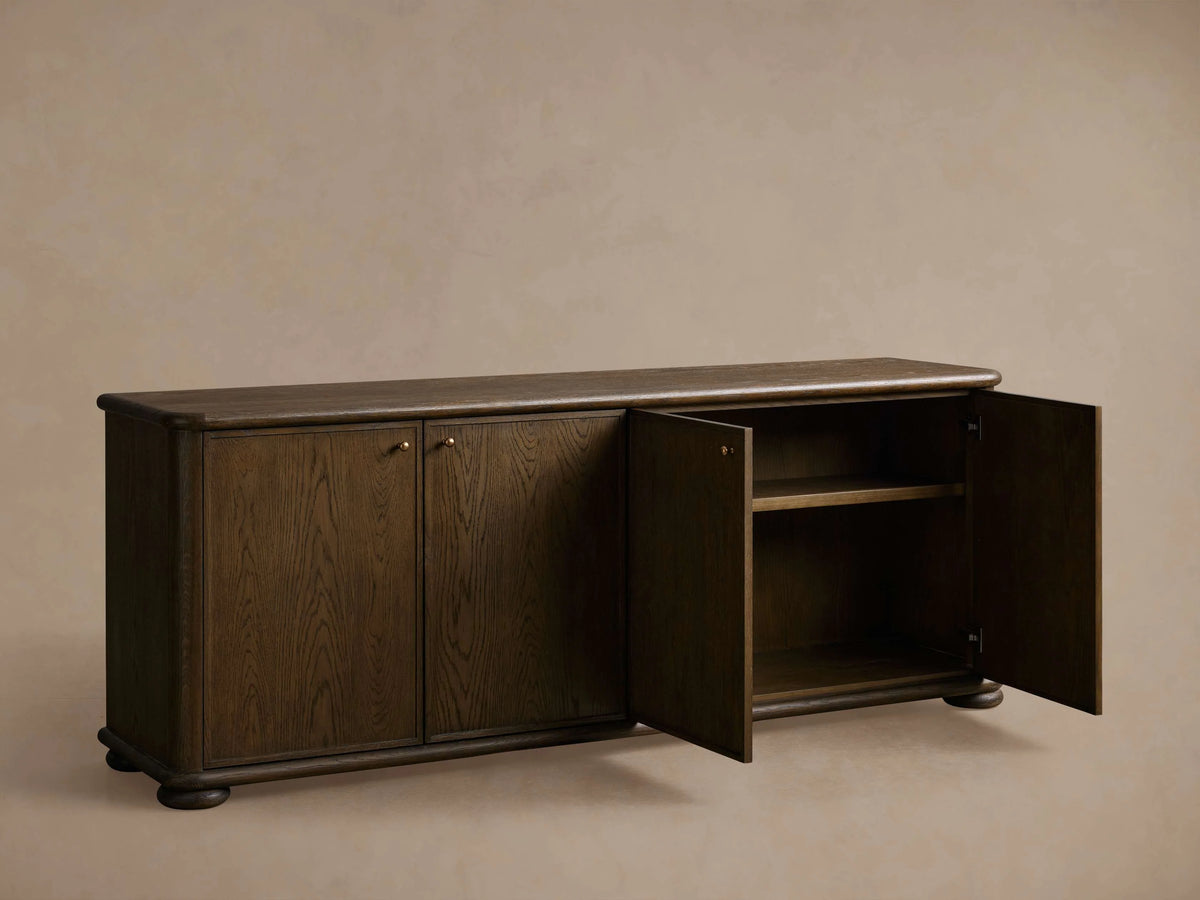 Warby Solid Oak Sideboard Wood buffet Storage Cabinet with Four Doors