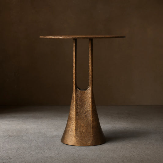 Sculptural Hammered Metal Side Table
