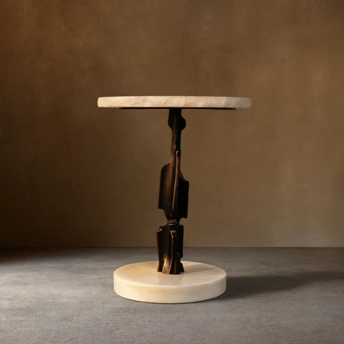 Sculptural Brass & Marble Side Table