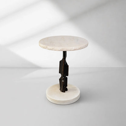 Sculptural Brass & Marble Side Table
