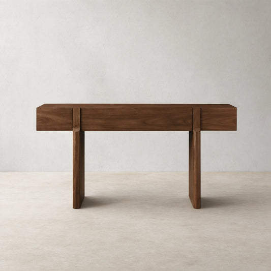 Callan Solid Walnut Entrance Console Table Wood Rustic Entryway Hallway table
