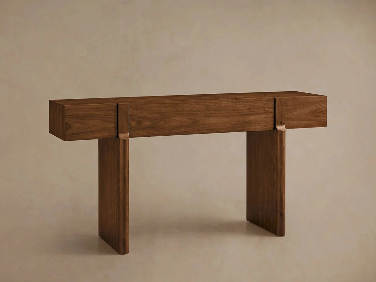 Callan Solid Walnut Entrance Console Table Wood Rustic Entryway Hallway table
