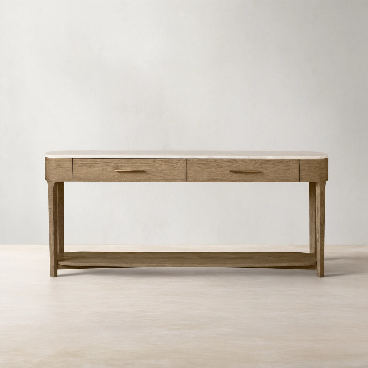 Danny Marble Top Entryway Console Table Wtih Storage Drawers Oak Wood Hallway Entrance Table