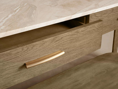Danny Marble Top Entryway Console Table Wtih Storage Drawers Oak Wood Hallway Entrance Table