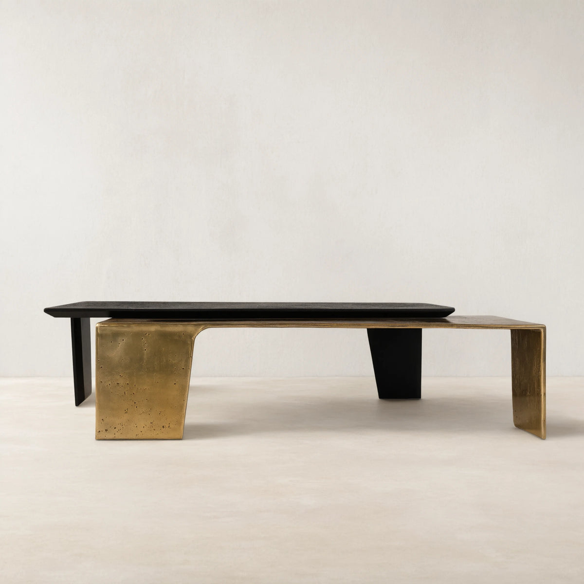 Black Iron & Antique Bronze Metal Coffee Table