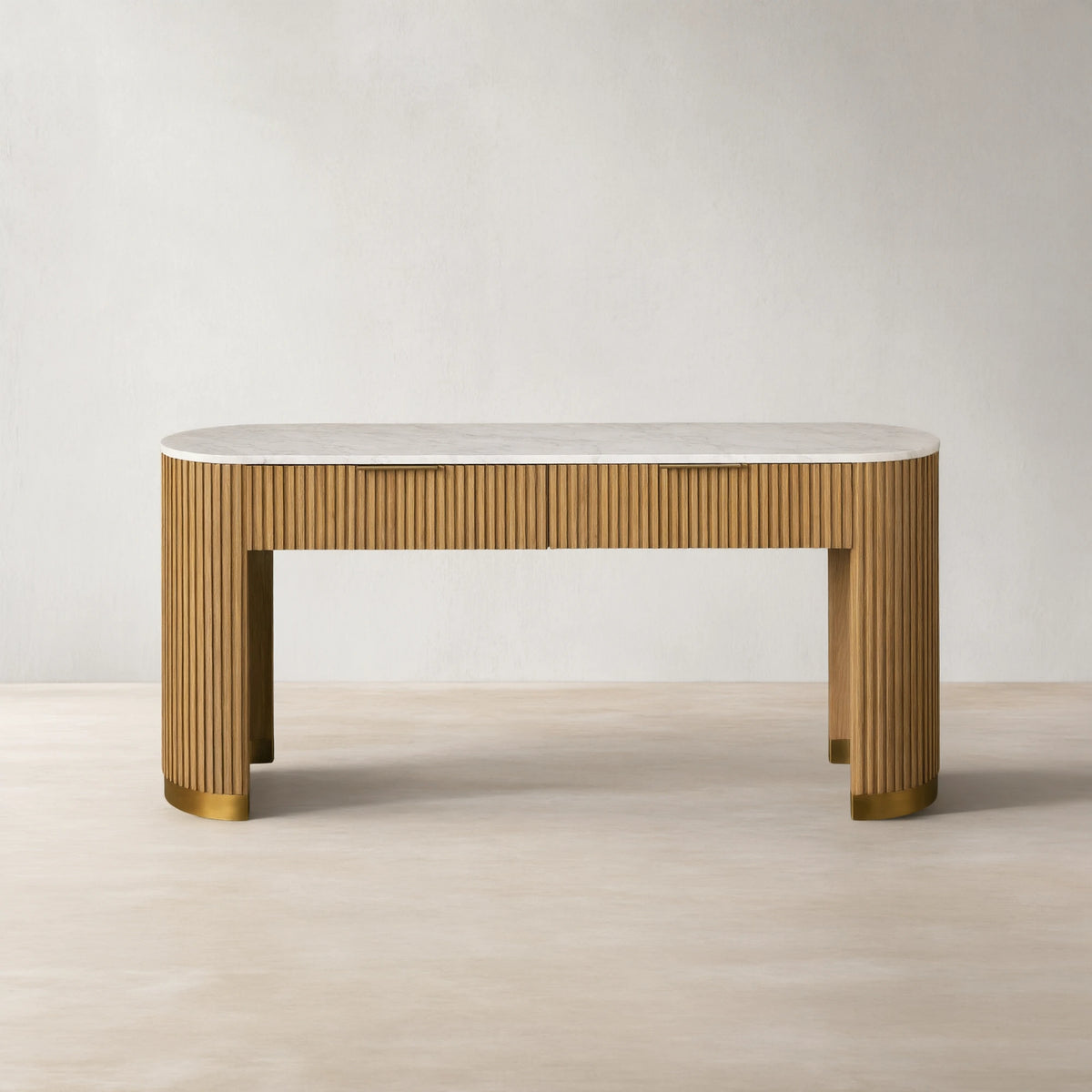 Finnley Stone Top Storage Console Solid Wood Hallway Entryway Table Entrance Cabinet With Drawers