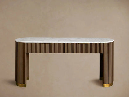 Finnley Stone Top Storage Console Solid Wood Hallway Entryway Table Entrance Cabinet With Drawers