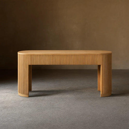 Finnley Reeded Wood Console Table Rural Hallway Entryway Table