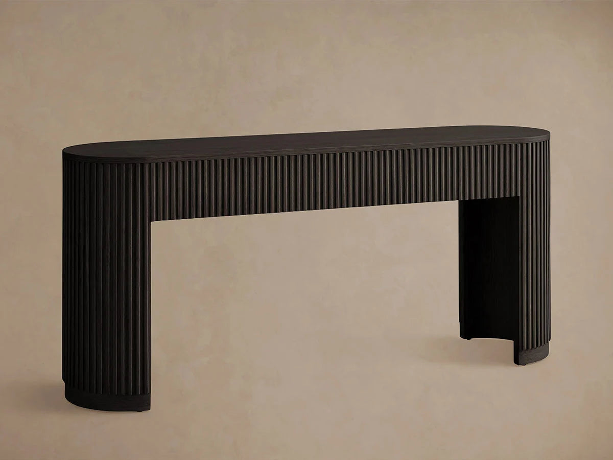 Finnley Reeded Wood Console Table Rural Hallway Entryway Table