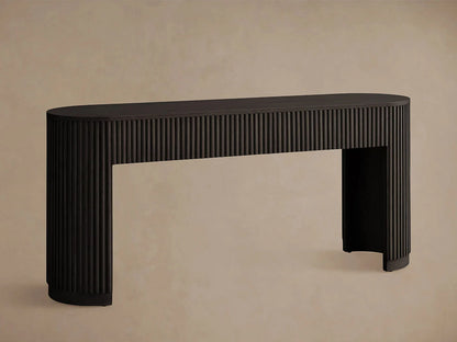 Finnley Reeded Wood Console Table Rural Hallway Entryway Table