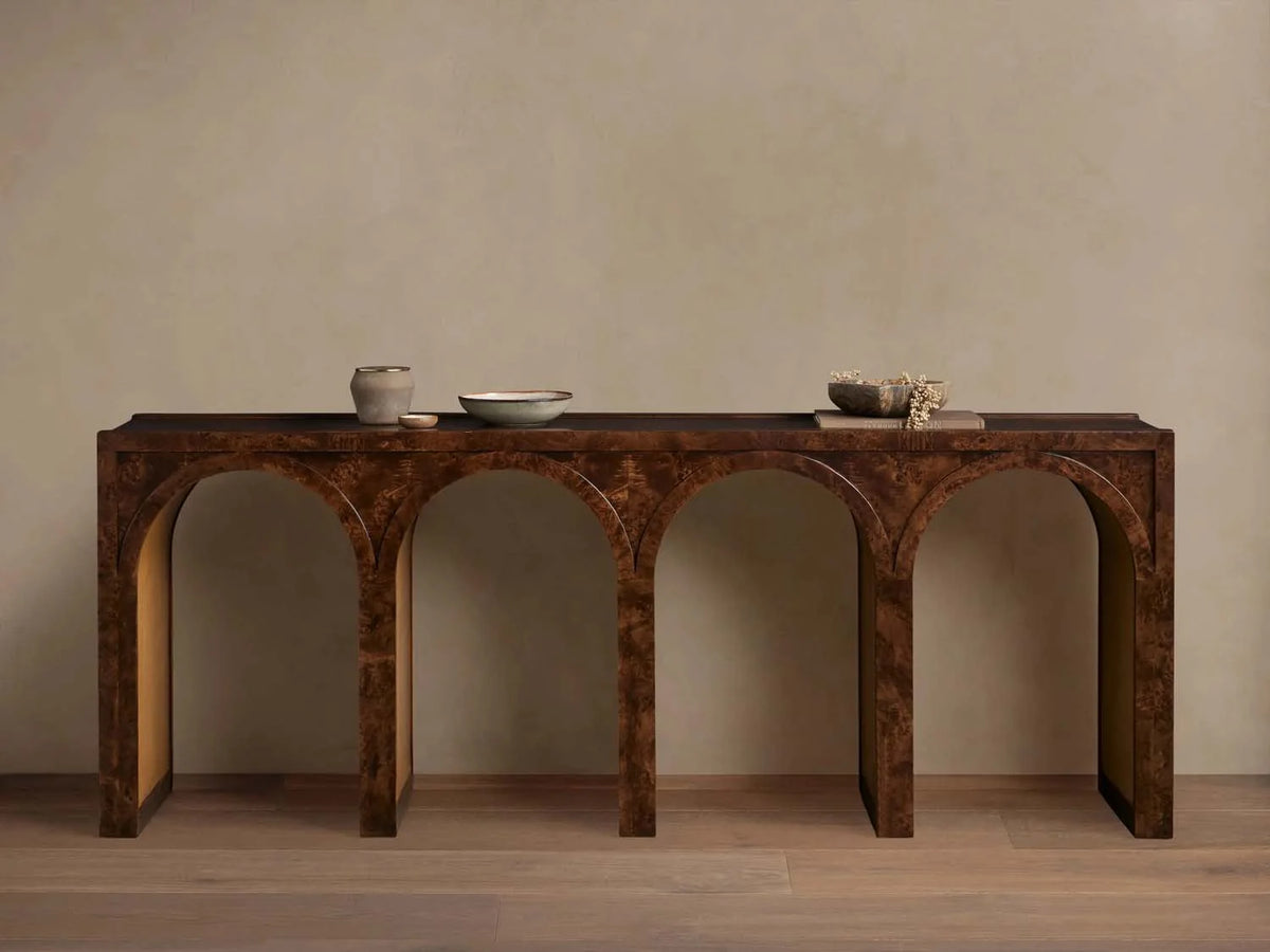 Hattie Wood Console Entryway Table Arch Design Hallway Entrance Table