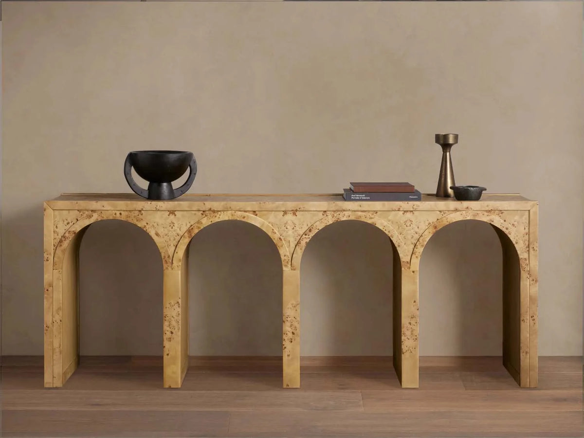 Hattie Wood Console Entryway Table Arch Design Hallway Entrance Table