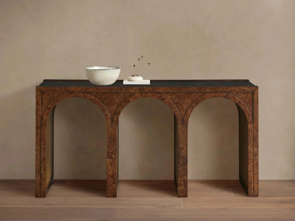 Hattie Wood Console Entryway Table Arch Design Hallway Entrance Table