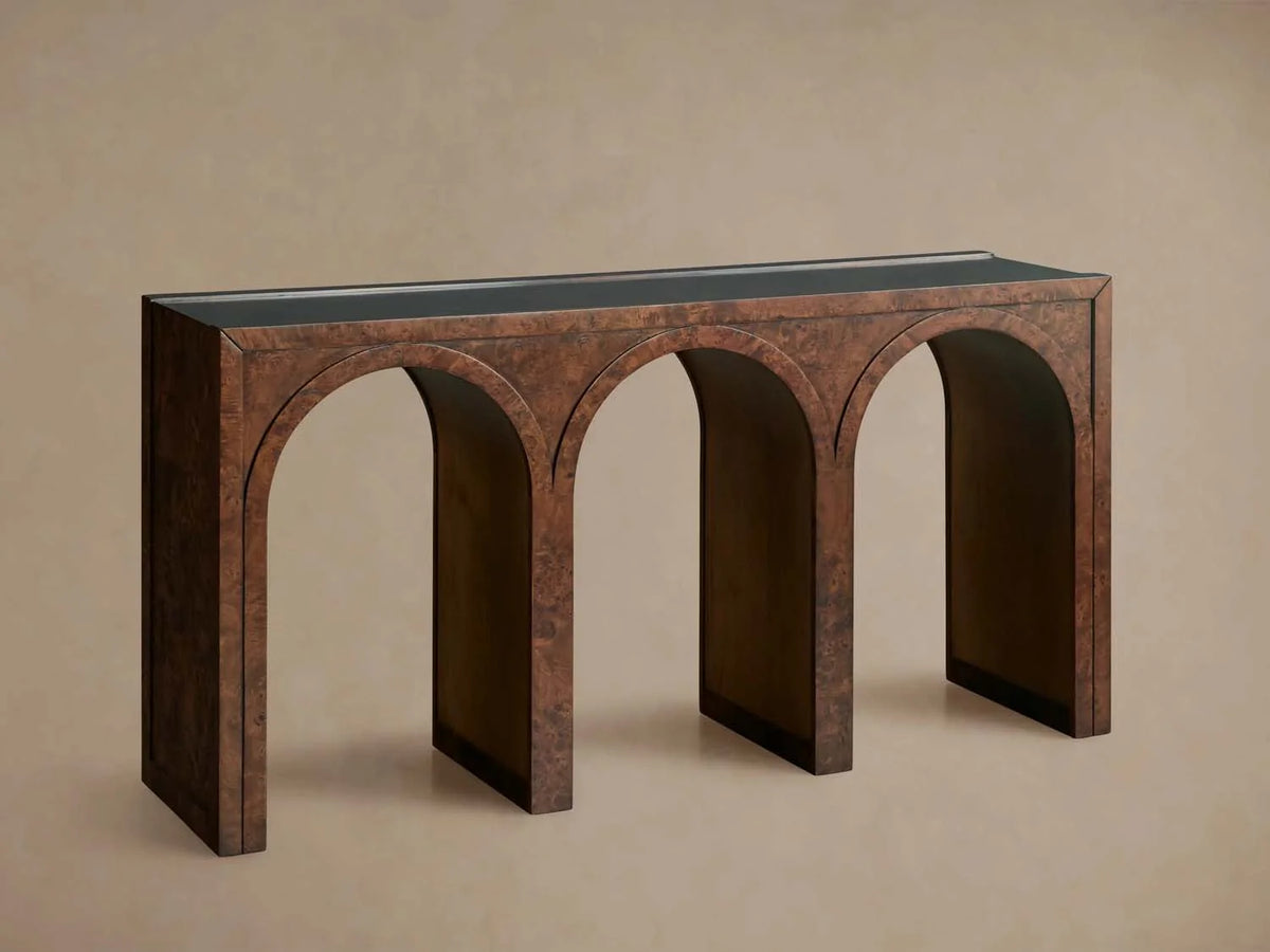Hattie Wood Console Entryway Table Arch Design Hallway Entrance Table