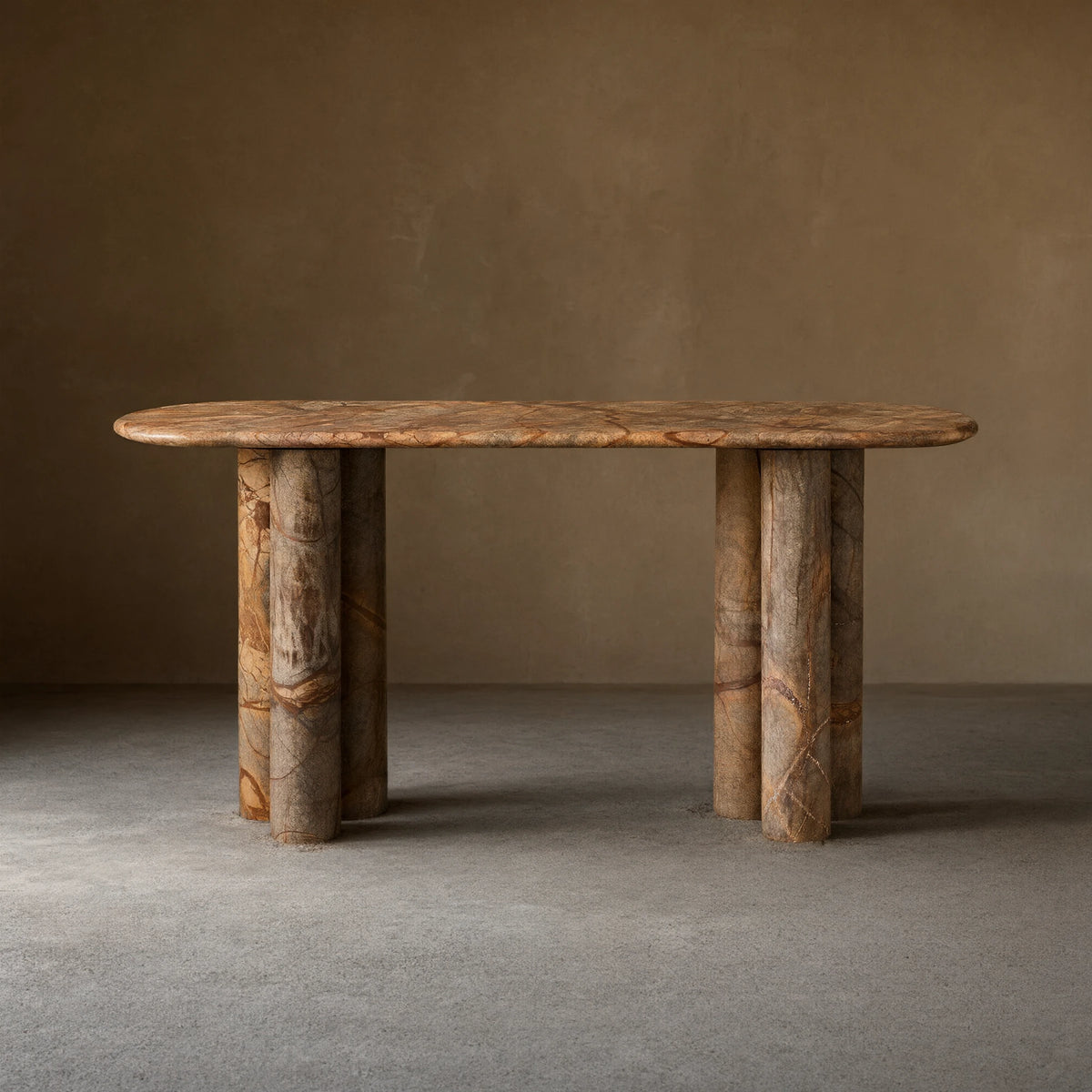 Serafin Natural Stone Entryway Console Table Vintage Hallway Entrance Table With column legs