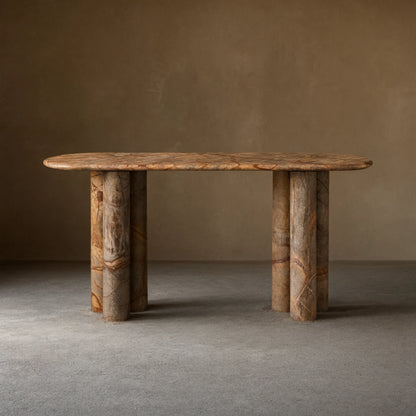 Serafin Natural Stone Entryway Console Table Vintage Hallway Entrance Table With column legs