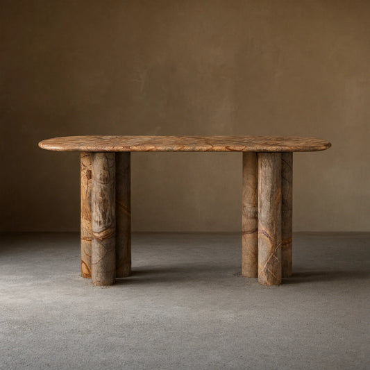 Serafin Natural Stone Entryway Console Table Vintage Hallway Entrance Table With column legs