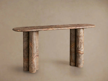 Serafin Natural Stone Entryway Console Table Vintage Hallway Entrance Table With column legs