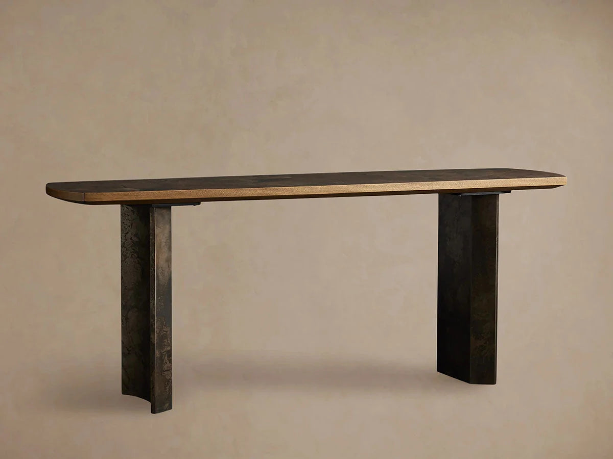 Polanco Ash Entrance Console Wood Hallway Entryway Table With Steel Base