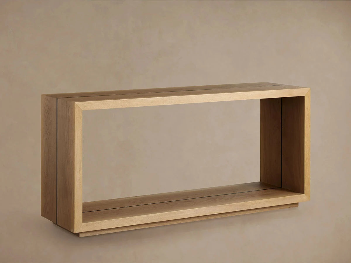 Mihaela Wood Entryway Console Table Oak Hallway Entrance Table in Vin Alb