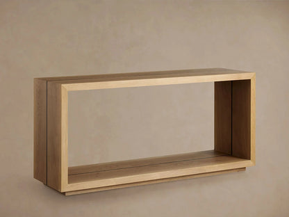 Mihaela Wood Entryway Console Table Oak Hallway Entrance Table in Vin Alb
