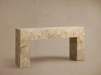 Kalmar Teak Entrance Console Table Hand-pieced Wood Hallway Entryway Table