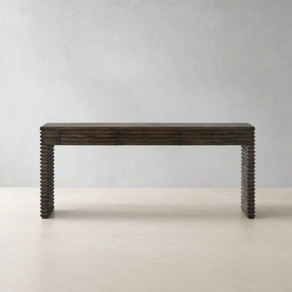 Kai Reclaimed Pine Entryway Console Storage Table Slatted Hallway Entrance Table With Drawer