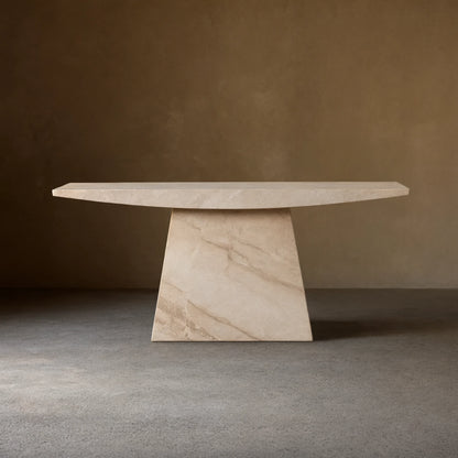 Ilaria Coralle Marble Entryway Console Table in Beige Stone Hallway Entrance Table